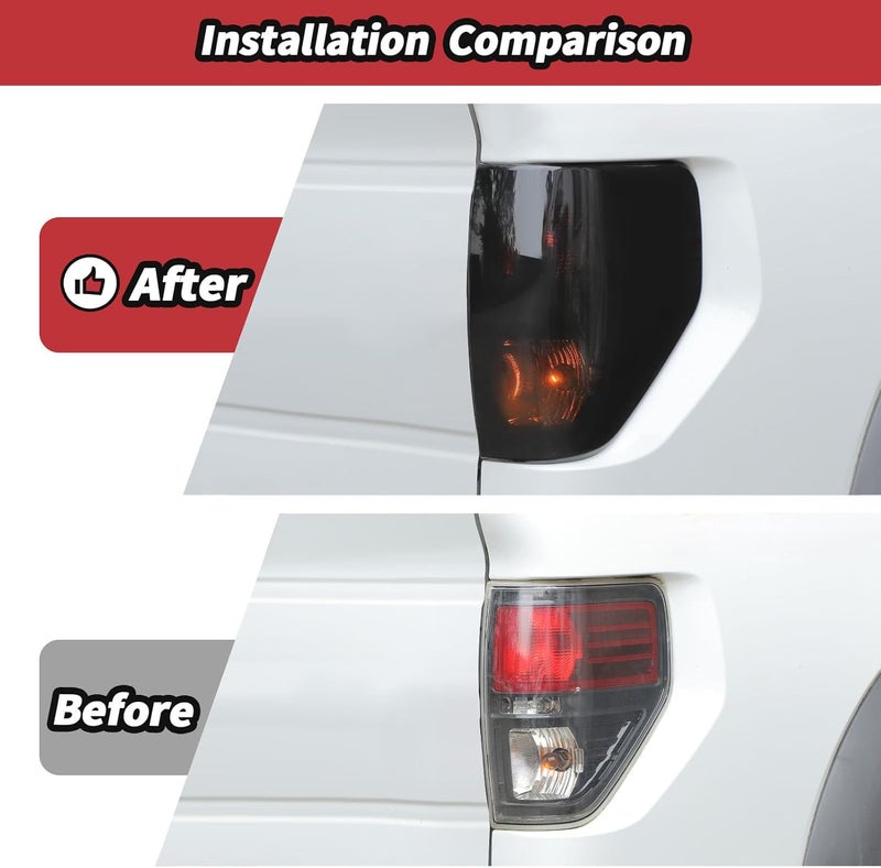 JeCar Smoked Tail Light Cover Trim Guards for 2009-2014 Ford F150 Raptor - Image 2